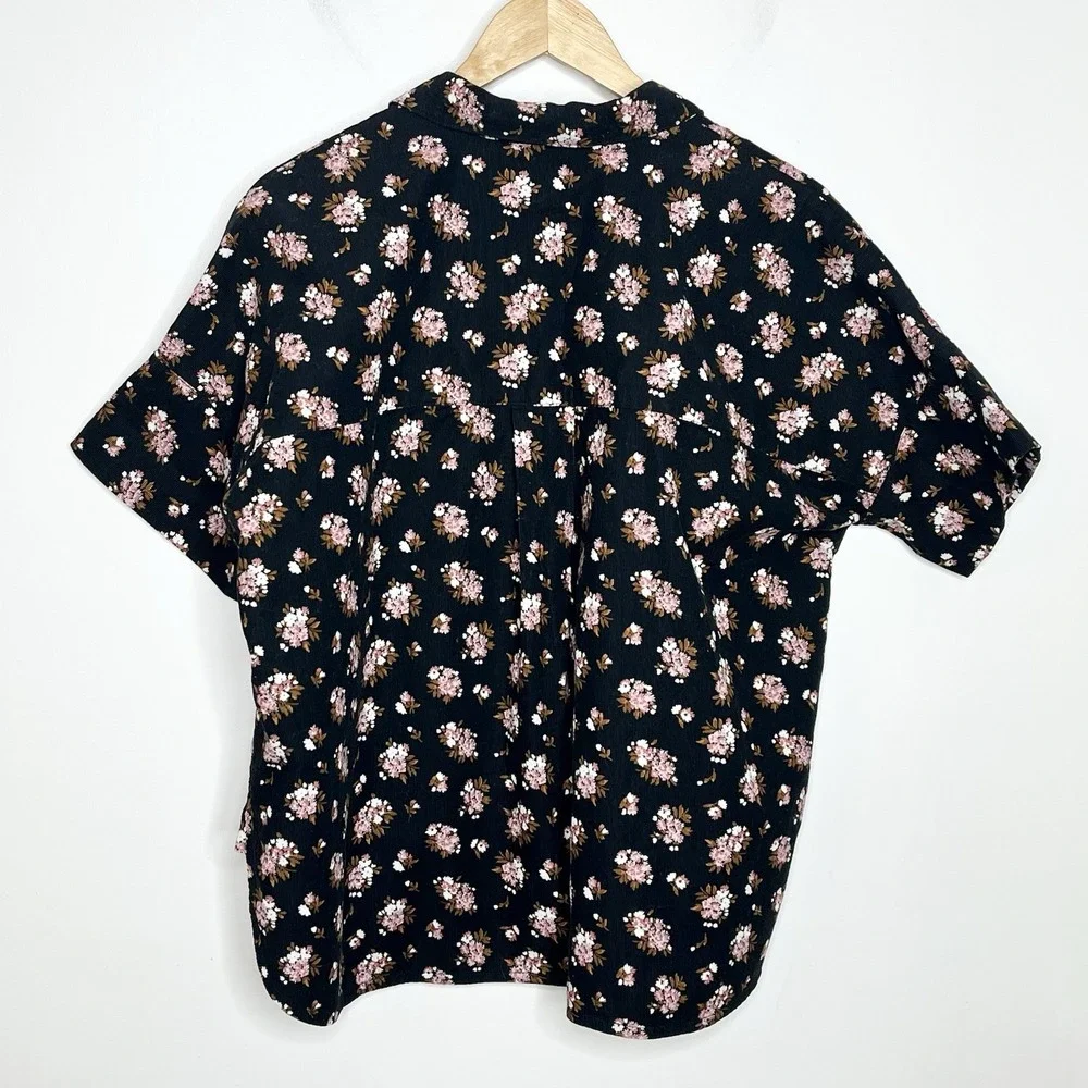 Madewell Floral Corduroy Shirt Womens Size Small Short Sleeve Cottagecore Boho - Picture 7 of 8